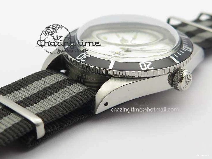 On SS Dial Strap Vintage 1680 White Nylon No Submariner A2836 Date 0218